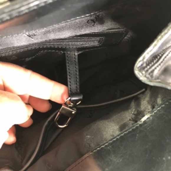 Kenneth Cole Handheld Black Genuine Leather Silver hardware Handbag - Picture 9 of 13